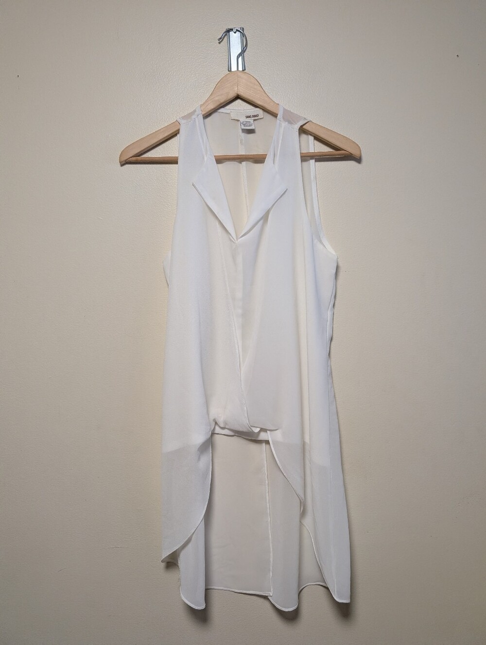 Sans Souci White Sleeveless Layered Tunic Blouse M